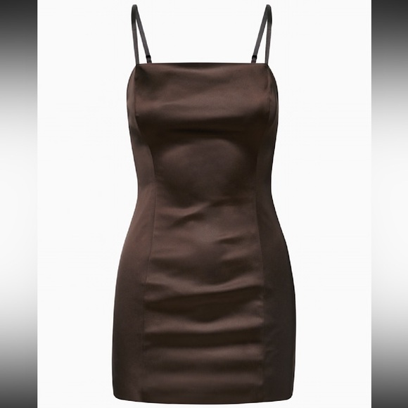 Sunday Best Dresses & Skirts - Sunday Best Chocolate Brown Satin Cami Dress